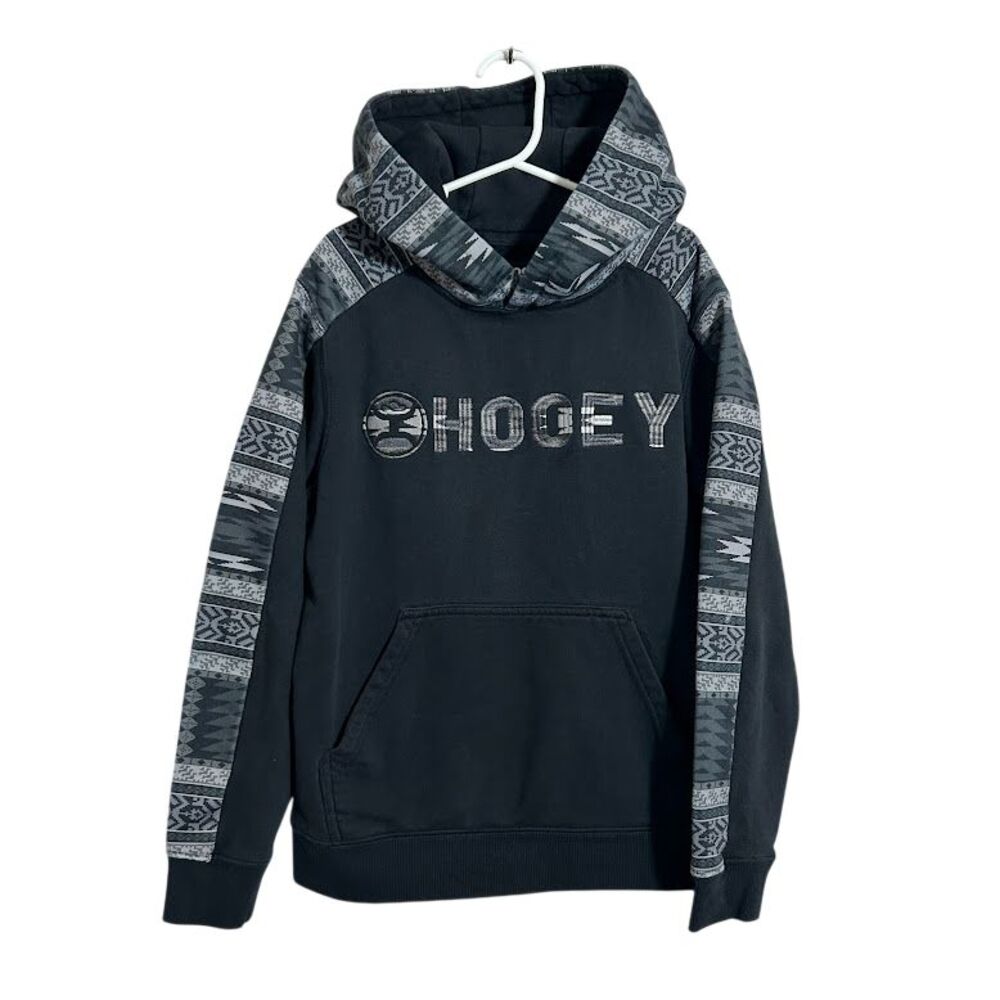 Hooey Youth Boys Hoodie M Black Aztec Logo Pullover Sweatshirt